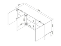 Credenza Vigasio, Madia da salotto con tre ante battenti, Rialzata da terra, 151x40 h75 cm, Nero