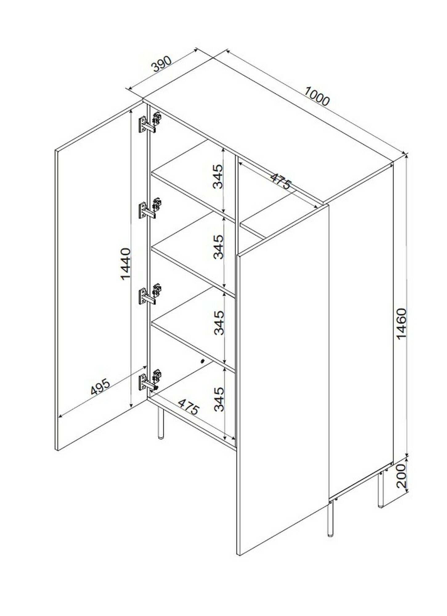 Armadio multiuso 2 ante Sedilo, Mobile multifunzionale con 6 ripiani interni, Finitura effetto liscio con disegni geometrici, 100x39 h166 cm, Bianco