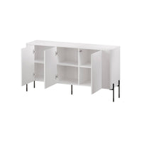 Credenza Susegana, Madia da salotto con tre ante battenti, Rialzata da terra, 150x40 h80 cm, Bianco