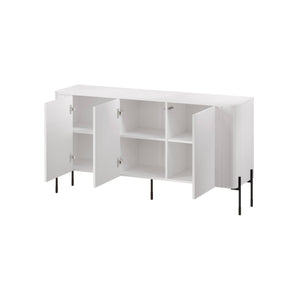 Credenza Susegana, Madia da salotto con tre ante battenti, Rialzata da terra, 150x40 h80 cm, Bianco