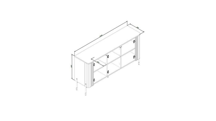 Credenza Susegana, Madia da salotto con tre ante battenti, Rialzata da terra, 150x40 h80 cm, Bianco