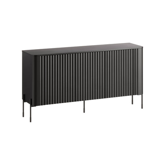 Credenza Susegana, Madia da salotto con tre ante battenti, Rialzata da terra, 150x40 h80 cm, Nero