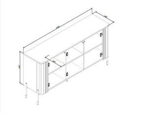 Credenza Susegana, Madia da salotto con tre ante battenti, Rialzata da terra, 150x40 h80 cm, Beige