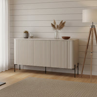 Credenza Susegana, Madia da salotto con tre ante battenti, Rialzata da terra, 150x40 h80 cm, Beige