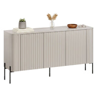 Credenza Susegana, Madia da salotto con tre ante battenti, Rialzata da terra, 150x40 h80 cm, Beige