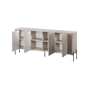 Credenza Laion, Madia da salotto con quattro ante battenti, Rialzata da terra, 190x40 h80 cm, Beige