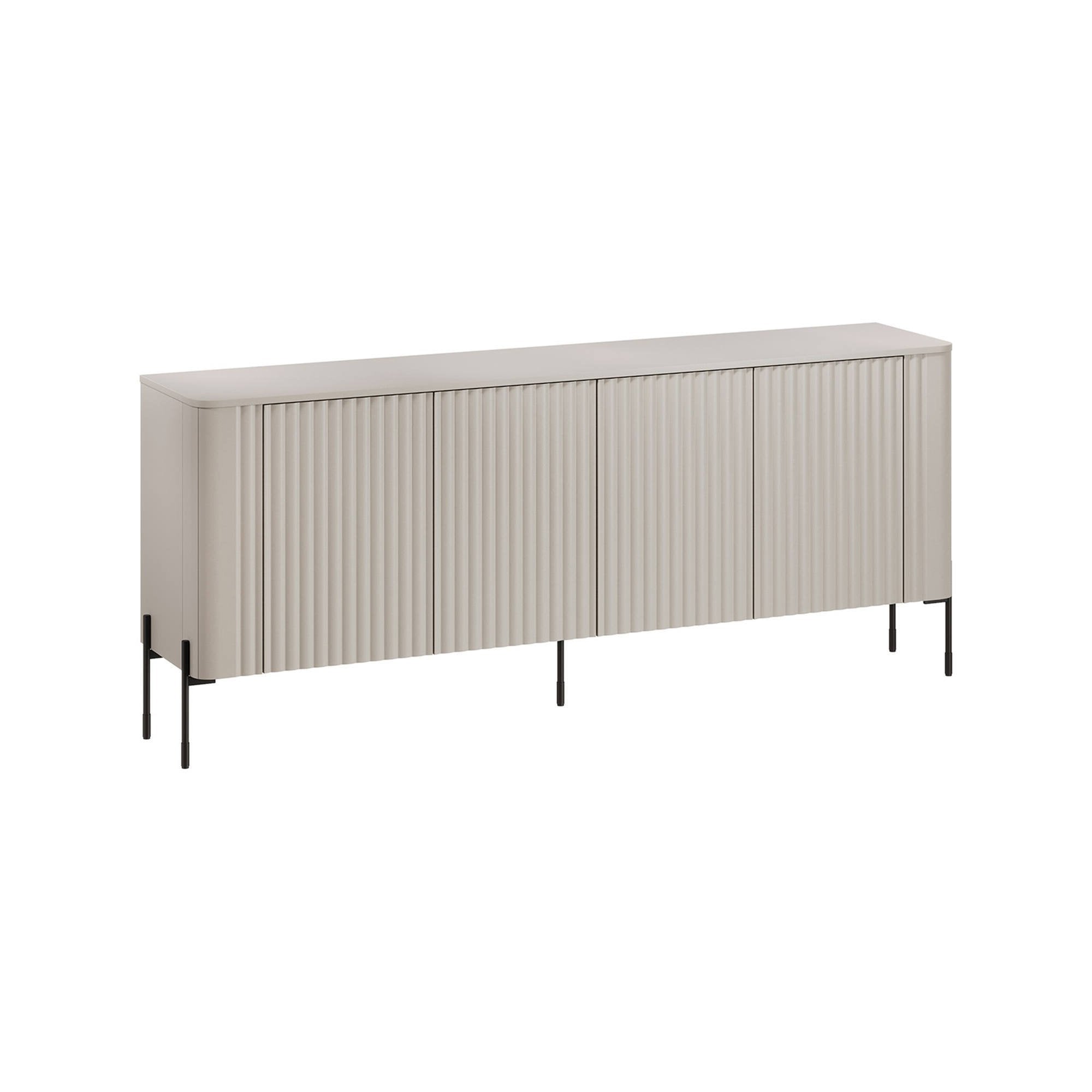 Credenza Laion, Madia da salotto con quattro ante battenti, Rialzata da terra, 190x40 h80 cm, Beige