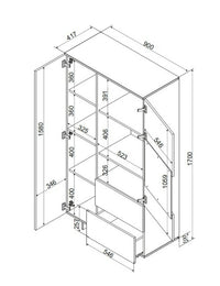Credenza Rimella, Madia da salotto con due ante battenti e due cassetti, Rialzato da terra, 90x42 h170 cm, Beige