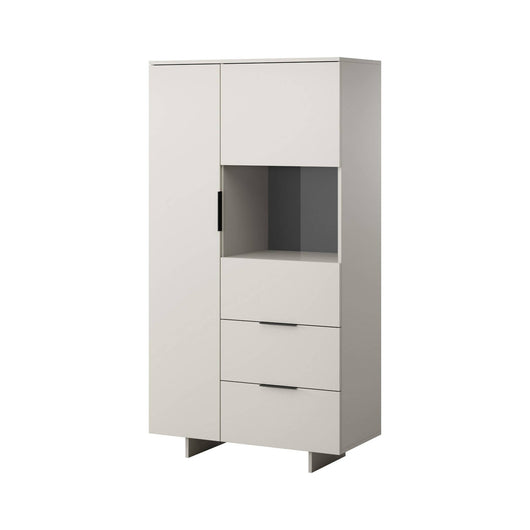 Credenza Rimella, Madia da salotto con due ante battenti e due cassetti, Rialzato da terra, 90x42 h170 cm, Beige