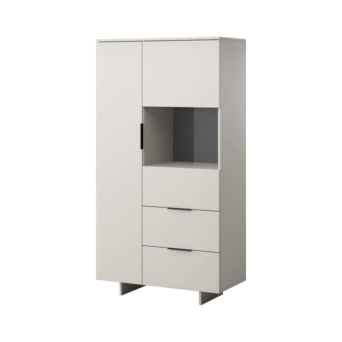 Credenza Rimella, Madia da salotto con due ante battenti e due cassetti, Rialzato da terra, 90x42 h170 cm, Beige