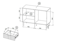 Credenza Grado, Madia da salotto con un'anta battente e tre cassetti, Rialzato da terra, 104x42 h75 cm, Noce e Beige