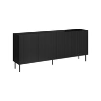 Credenza Corana, Madia da salotto con quattro ante battenti, Rialzato da terra, 200x42 h82 cm, Nero