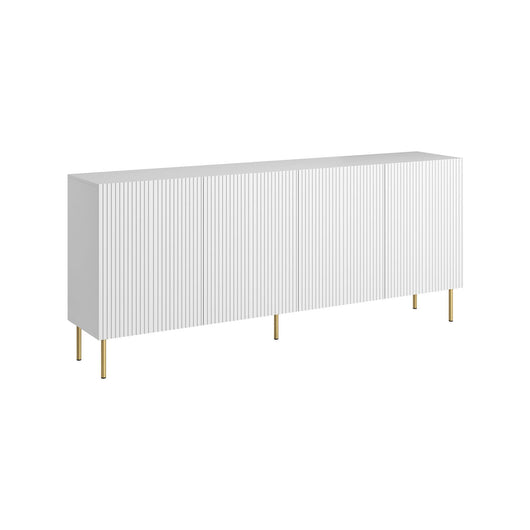 Credenza Londa, Madia da salotto con quattro ante battenti, Rialzato da terra, 200x42 h82 cm, Bianco