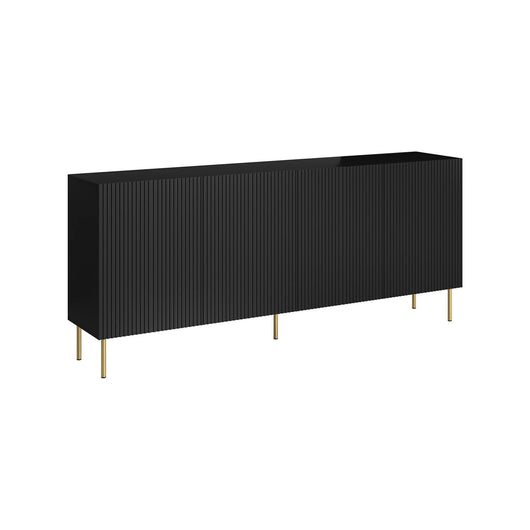Credenza Londa, Madia da salotto con quattro ante battenti, Rialzato da terra, 200x42 h82 cm, Nero