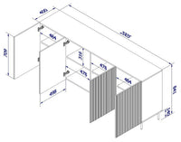 Credenza Londa, Madia da salotto con quattro ante battenti, Rialzato da terra, 200x42 h82 cm, Beige
