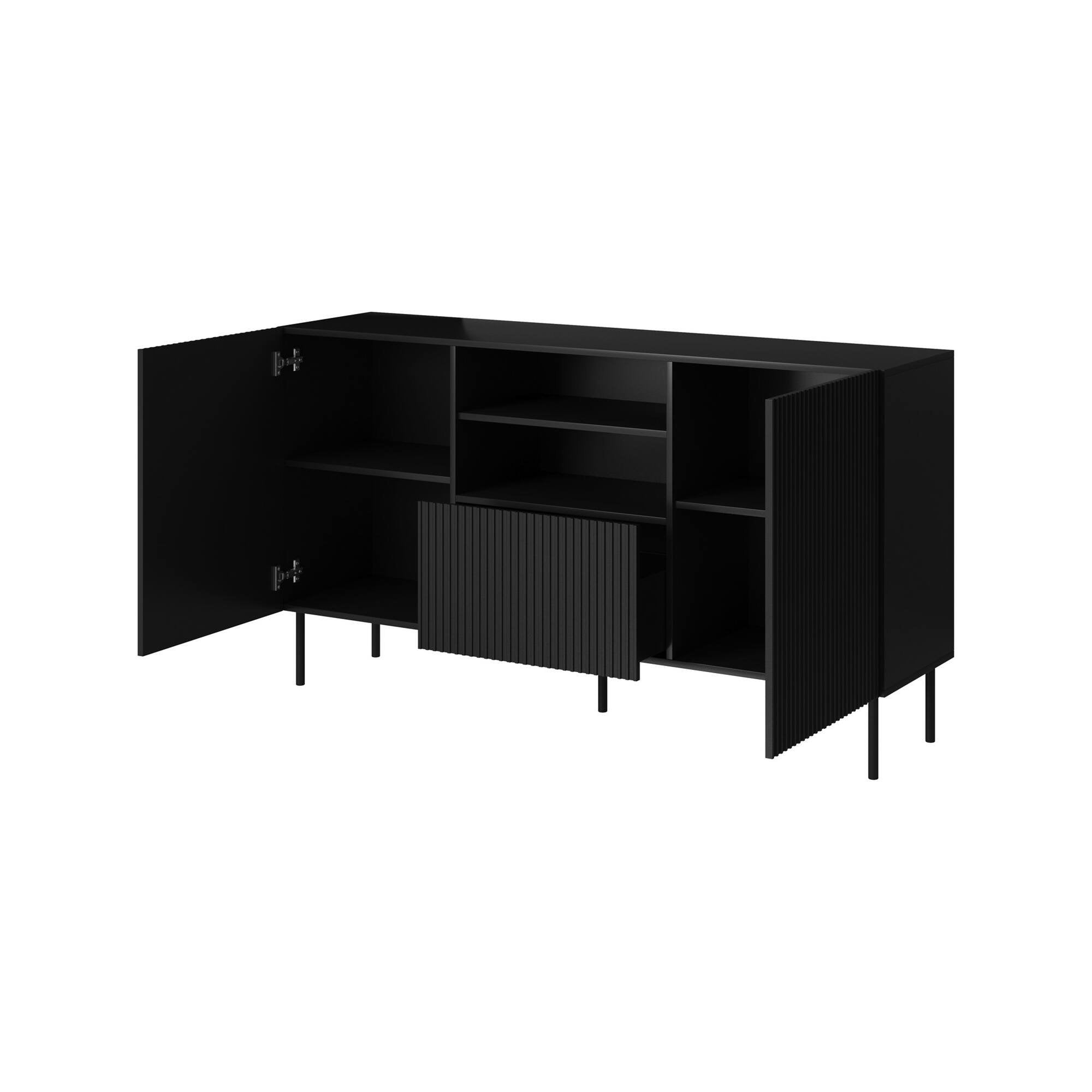 Madia Malo, Credenza 4 Ripiani, 150x42x82h cm Nero