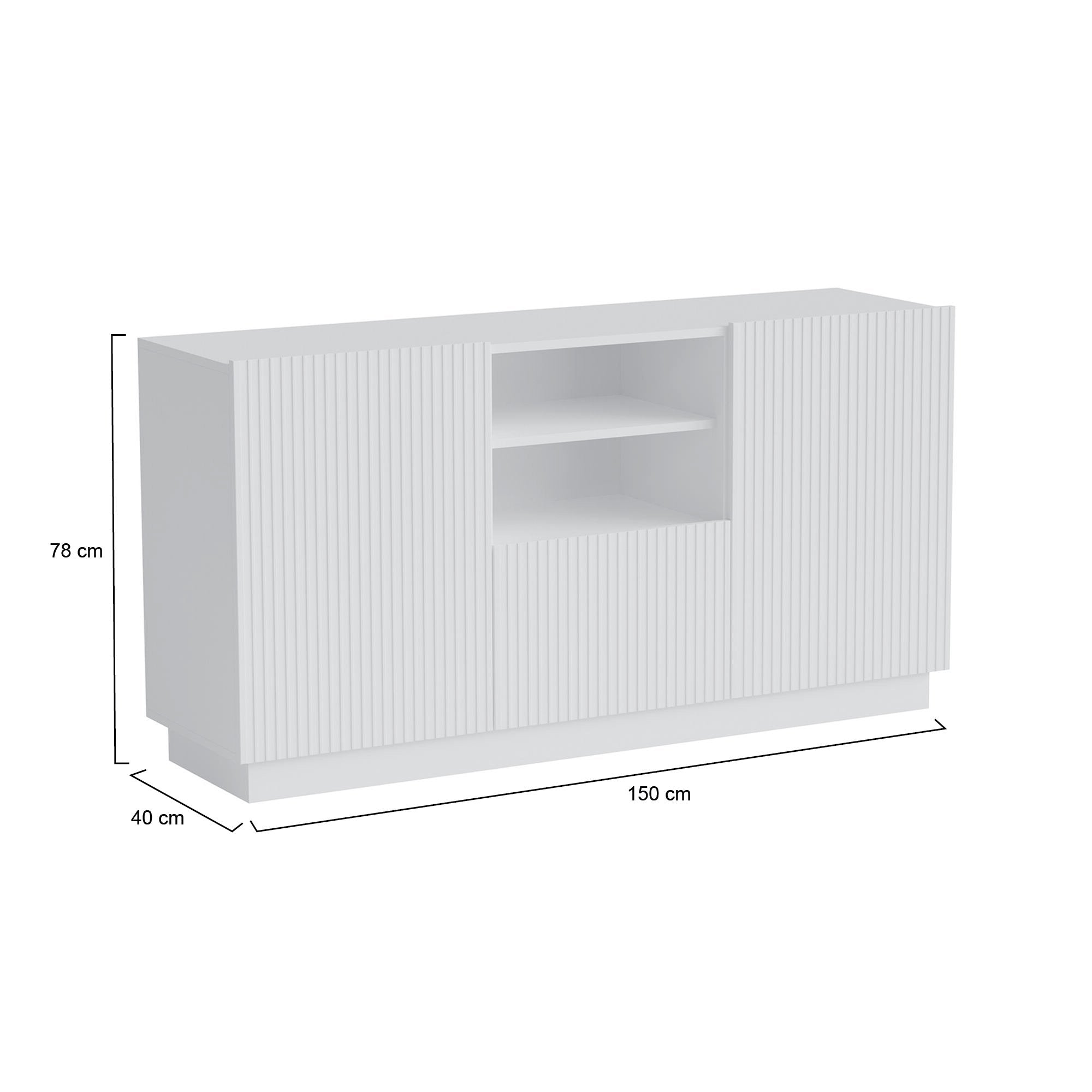 Madia Serchio, Credenza 4 Ripiani, 150x40x78h cm Bianco
