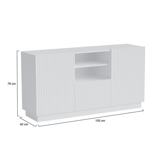 Madia Serchio, Credenza 4 Ripiani, 150x40x78h cm Bianco