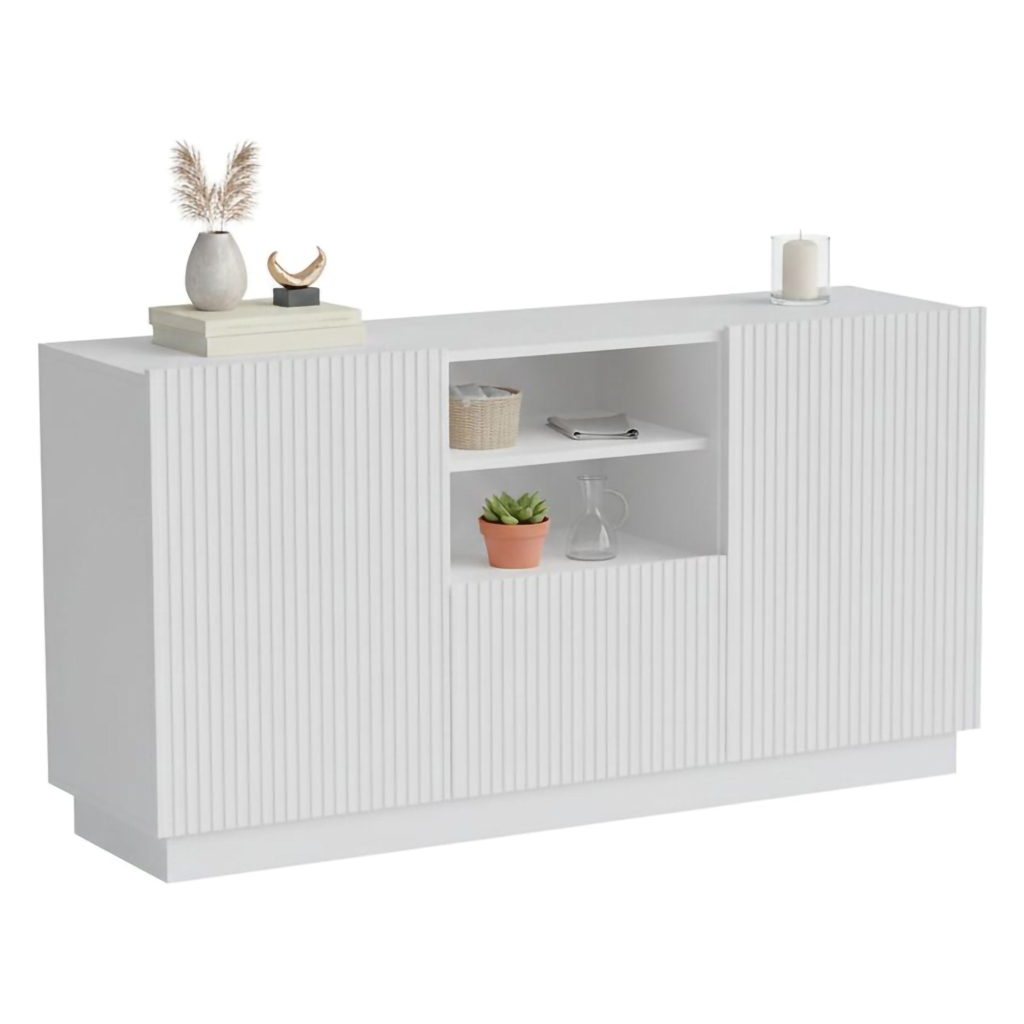 Madia Serchio, Credenza 4 Ripiani, 150x40x78h cm Bianco