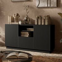Madia Serchio, Credenza 4 Ripiani, 150x40x78h cm Nero