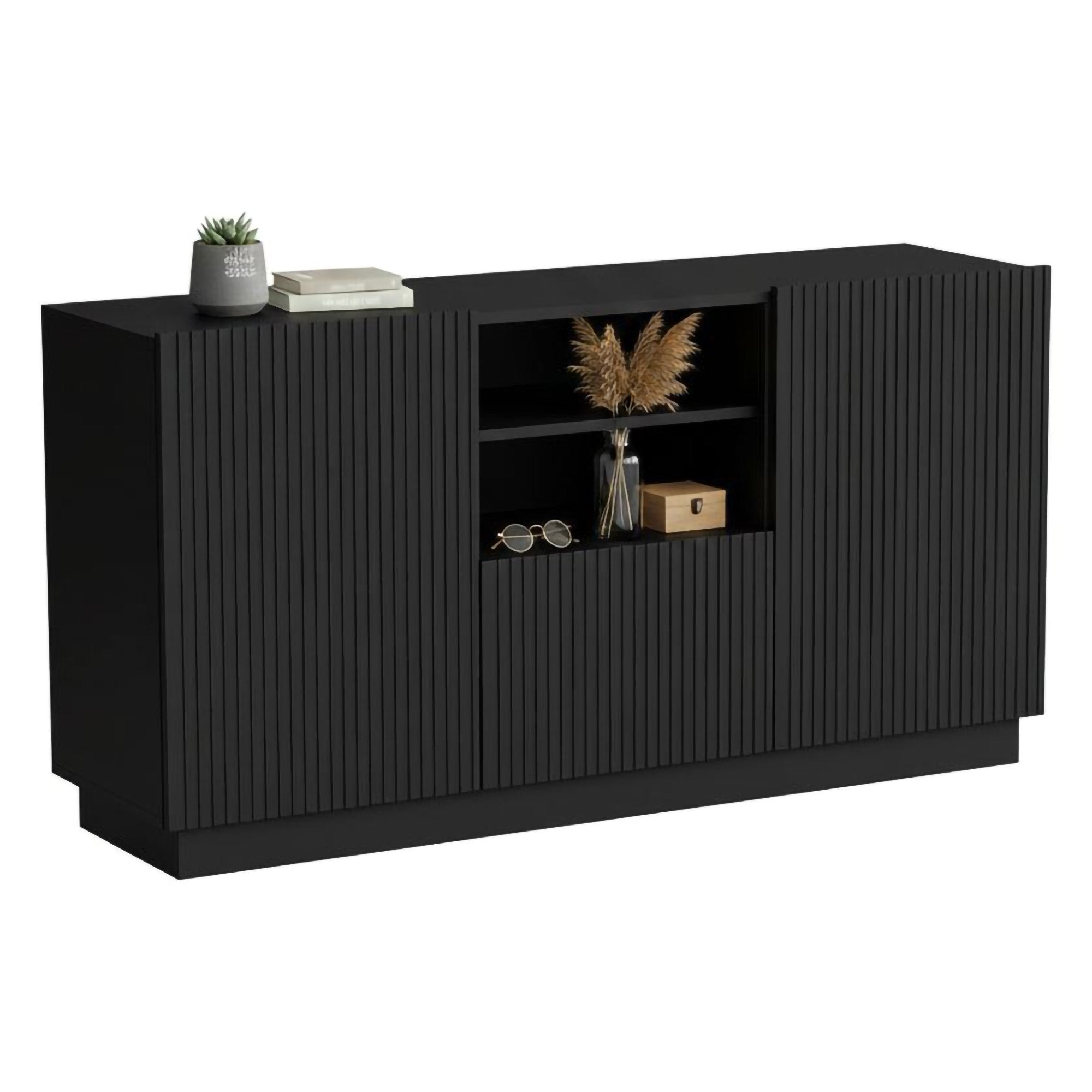 Madia Serchio, Credenza 4 Ripiani, 150x40x78h cm Nero