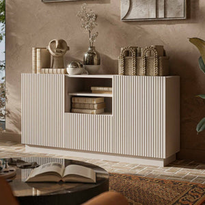 Madia Serchio, Credenza 4 Ripiani, 150x40x78h cm Beige