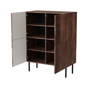 Credenza Gaby, Madia da salotto con due ante battenti, Rialzato da terra, 118x40 h89 cm, Noce