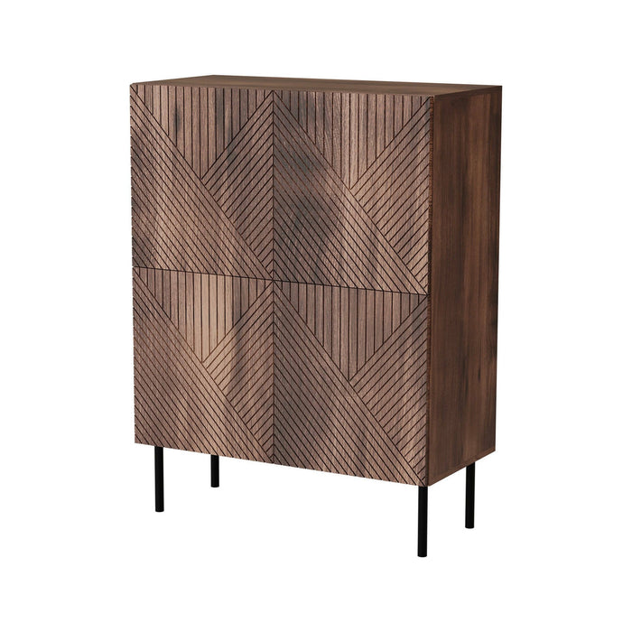 Credenza Gaby, Madia da salotto con due ante battenti, Rialzato da terra, 118x40 h89 cm, Noce