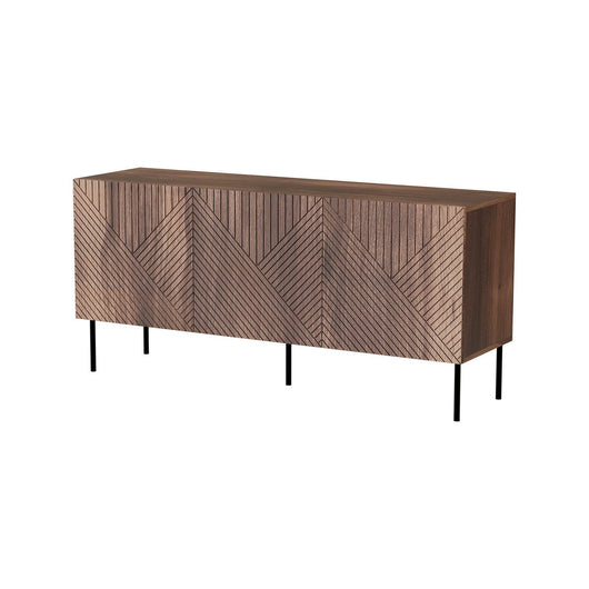 Credenza Montano, Madia da salotto con due ante battenti, Rialzato da terra, 151x40 h72 cm, Noce