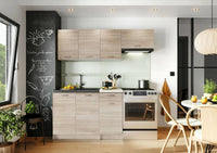 Cucina completa Sora, Set compatto e funzionale con ante e cassetto, Rovere