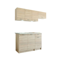 Cucina completa Sora, Set compatto e funzionale con ante e cassetto, Rovere