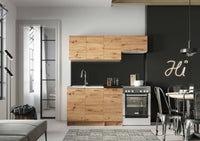 Cucina completa Sora, Set compatto e funzionale con ante e cassetto, Rovere Nodi