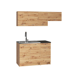 Cucina completa Sora, Set compatto e funzionale con ante e cassetto, Rovere Nodi