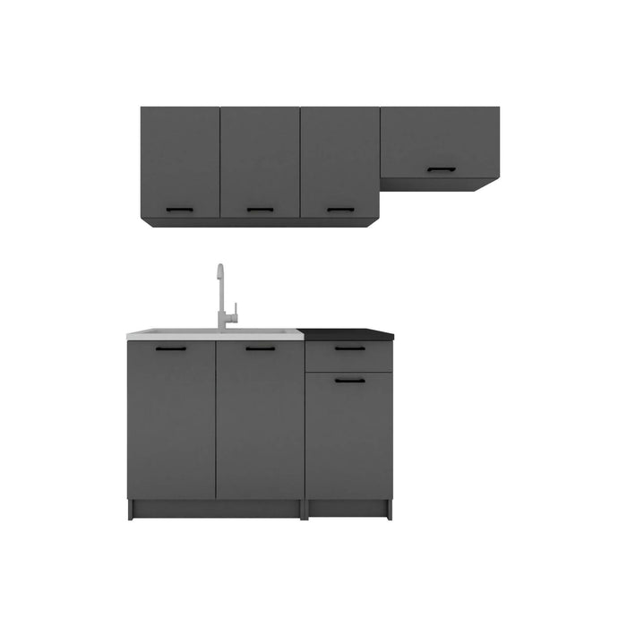 Cucina completa Cormons, Set compatto e funzionale con ante e cassetto, Antracite