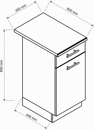 Cucina completa Covo, Set compatto e funzionale con ante e cassetto, Antracite