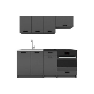 Cucina completa Covo, Set compatto e funzionale con ante e cassetto, Antracite