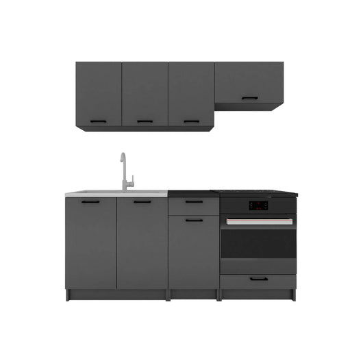 Cucina completa Covo, Set compatto e funzionale con ante e cassetto, Antracite