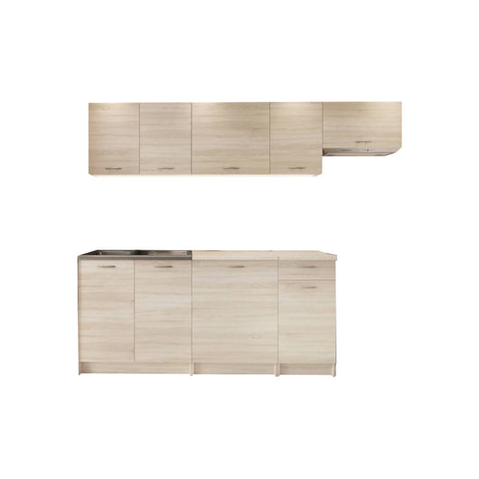 Cucina completa Urzulei, Set compatto e funzionale con ante e cassetto, Rovere