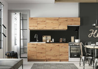 Cucina completa Urzulei, Set compatto e funzionale con ante e cassetto, Rovere Nodi