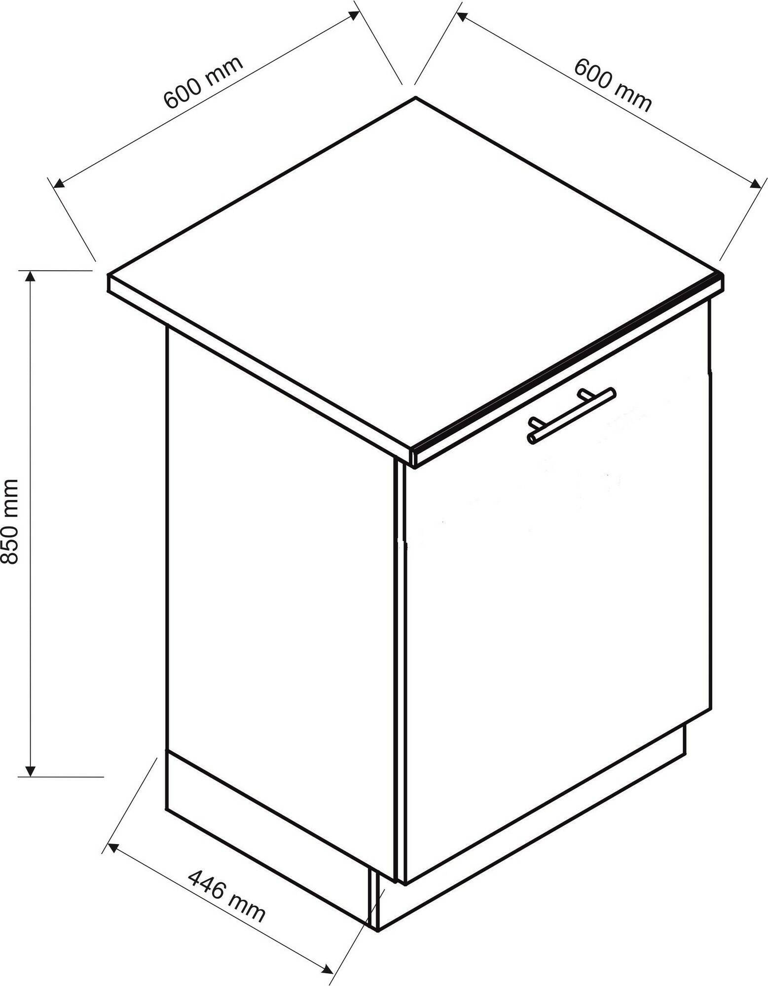 Cucina completa Camerino, Set compatto e funzionale con ante e cassetto, Rovere Nodi