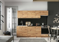 Cucina completa Camerino, Set compatto e funzionale con ante e cassetto, Rovere Nodi