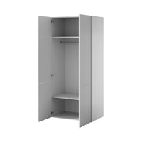 Guardaroba 2 ante Caiazzo, Mobile multifunzionale con due ripiani interni e barra appendiabiti, Finitura effetto cannettato, 90x56 h199 cm, Bianco