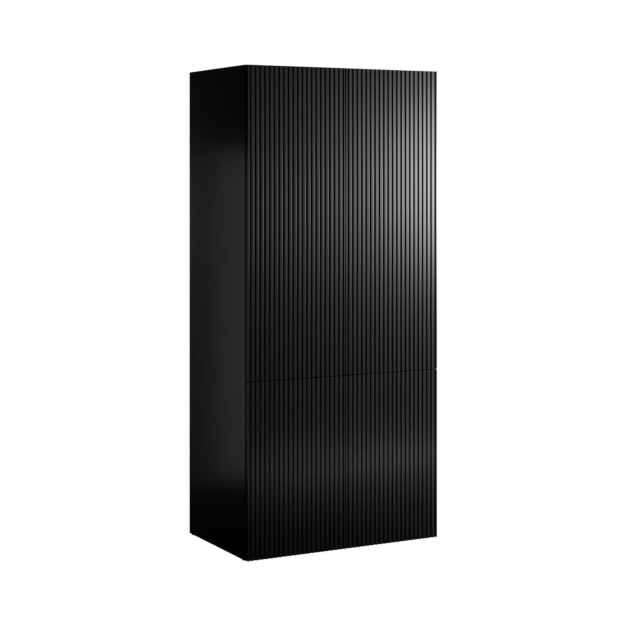 Guardaroba 2 ante Caiazzo, Mobile camera da letto, Cabina armadio portabiti, Armadio appendiabiti, 90x56 h199 cm, Nero