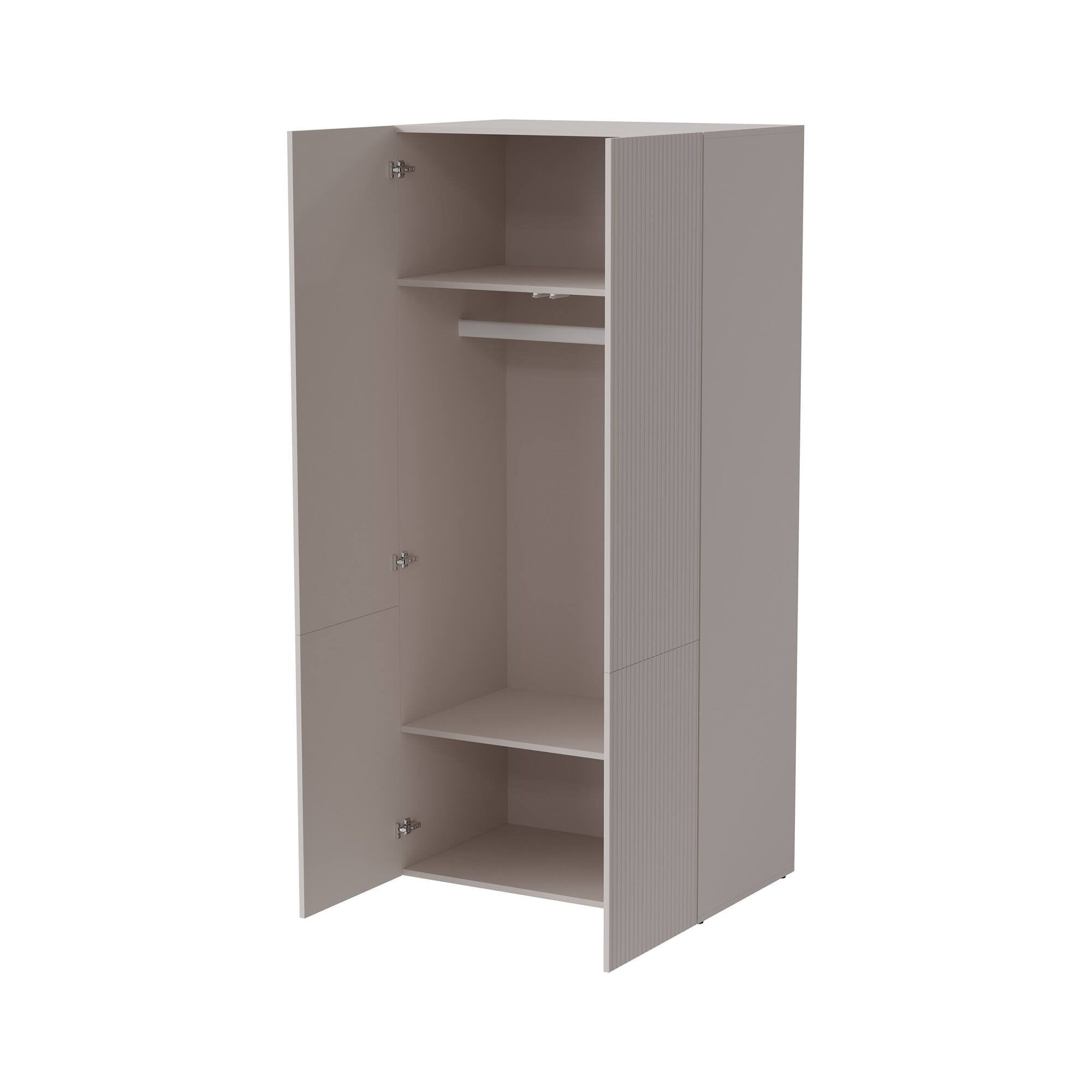 Guardaroba 2 ante Caiazzo, Mobile camera da letto, Cabina armadio portabiti, Armadio appendiabiti, 90x56 h199 cm, Beige