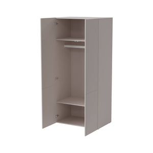 Guardaroba 2 ante Caiazzo, Mobile camera da letto, Cabina armadio portabiti, Armadio appendiabiti, 90x56 h199 cm, Beige