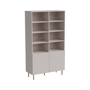 Libreria Estarreja, Mobile portalibri con vani aperti e due ante, Rialzato da terra, 100x42 h177 cm, Beige