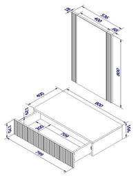 Consolle Premolo, Entratina sospesa con specchio, Design moderno con effetto cannettato, 80x42 h97 cm, Bianco