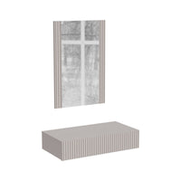 Consolle Premolo, Entratina sospesa con specchio, Design moderno con effetto cannettato, 80x42 h97 cm, Beige