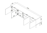 Mobile porta TV Piode, Madia da salotto con quattro ante battenti, Rialzato da terra, 201x40 h60 cm, Nero