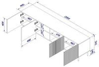 Mobile porta TV Varenna, Madia da salotto con quattro ante battenti, Rialzato da terra, 200x42 h52 cm, Bianco